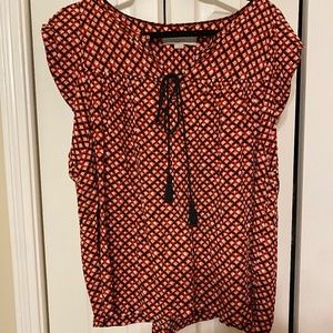 Ann Taylor Loft Red and Black Blouse L